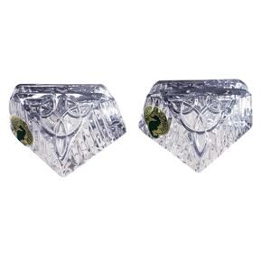 WATERFORD CRYSTAL WS Fionn's Knot Place Card Holders Set of 2 w/ Box *Tiny Flaw*